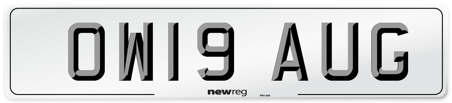 OW19 AUG Number Plate from New Reg